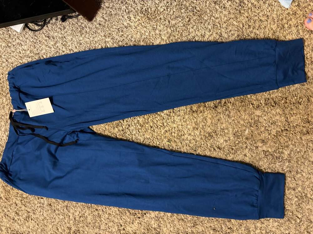 La Relaxed Women's Drawstring Jogger Pants Blue Size XL